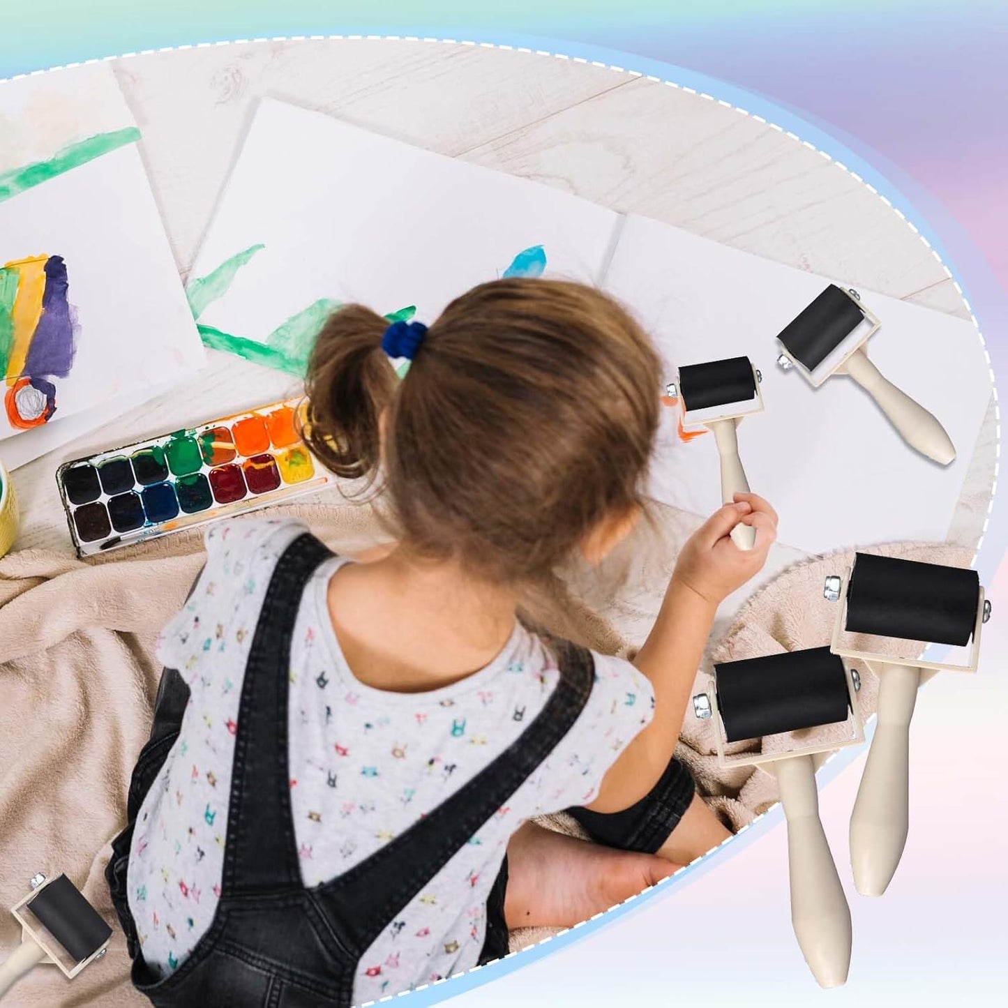 15 Pcs Rubber Brayer Roller Bulk, Small Printmaking Brayer Rollers 1.97 Inch Versatile Plastic Relief Printing Roller for DIY Art Crafting, Oil Painting, Ink Stamping Gluing Tools