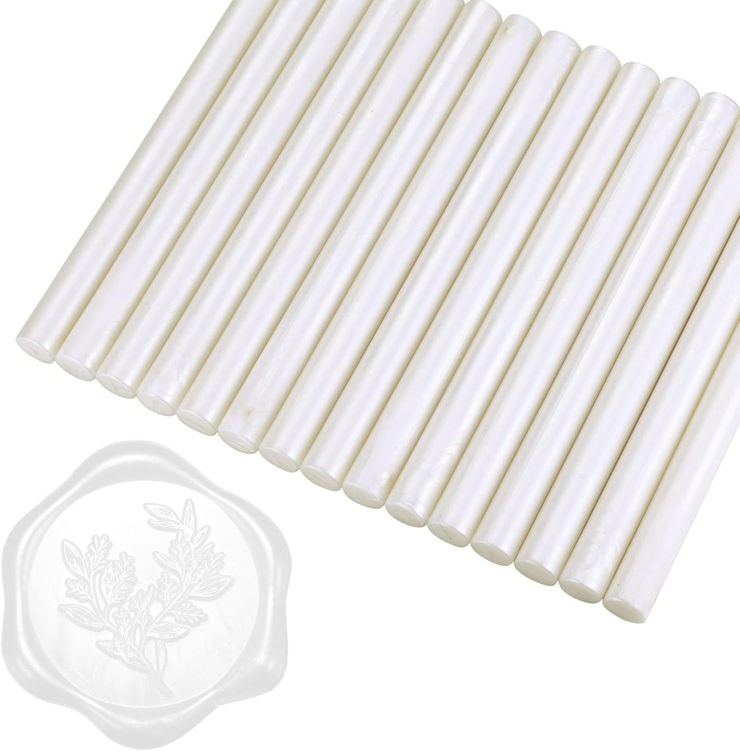 Yoption 15 Pieces Pearl White Glue Gun Sealing Wax Sticks for Wax Seal Stamp, Great for Wedding Invitations, Envelopes, Cards, Christmas Gift Ideas, Wine Packages