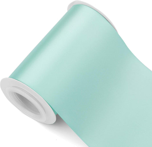 Humphrey's Craft 4 Inch Blue Double Faced Satin Ribbon - 5 Yards Variety of Color for Crafts Gift Wrapping Cutting Ceremony Decoration Sewing Chair Sash Wedding Dining Tables.