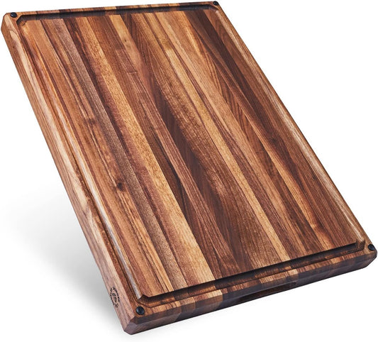 Sonder Los Angeles, Made in USA, Large Thick Edge Grain Walnut Wood Cutting Board with Non-Slip Feet, Juice Groove for Kitchen 20x15x1.5 in (Gift Box Included)