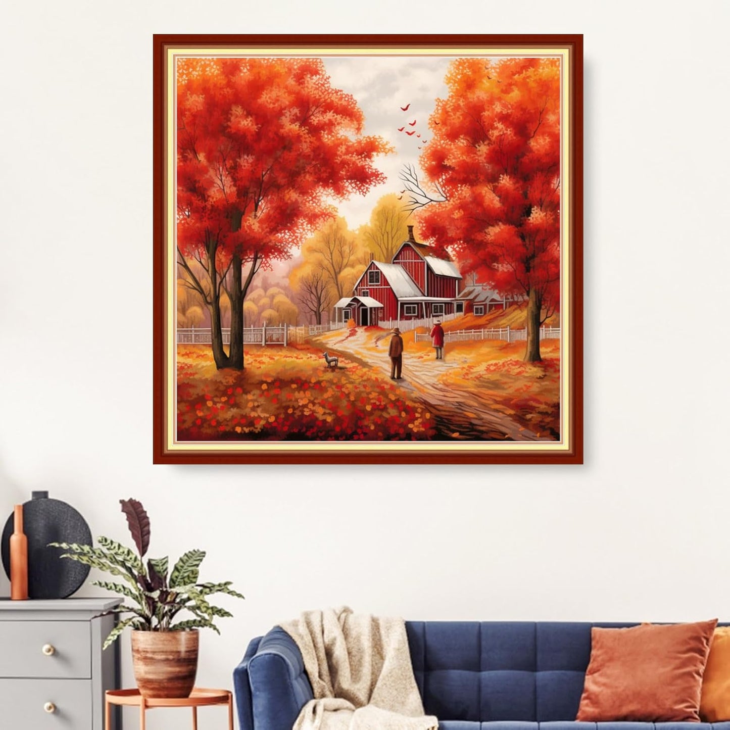 Artvxeay Cross Stitch Kits Stamped Full Range of Embroidery Kits for Beginners Adults 11CT Pattern Stitch Embroidery Kits Needlepoint Kits DIY- (Golden Autumn Scenery 18x18 inch)