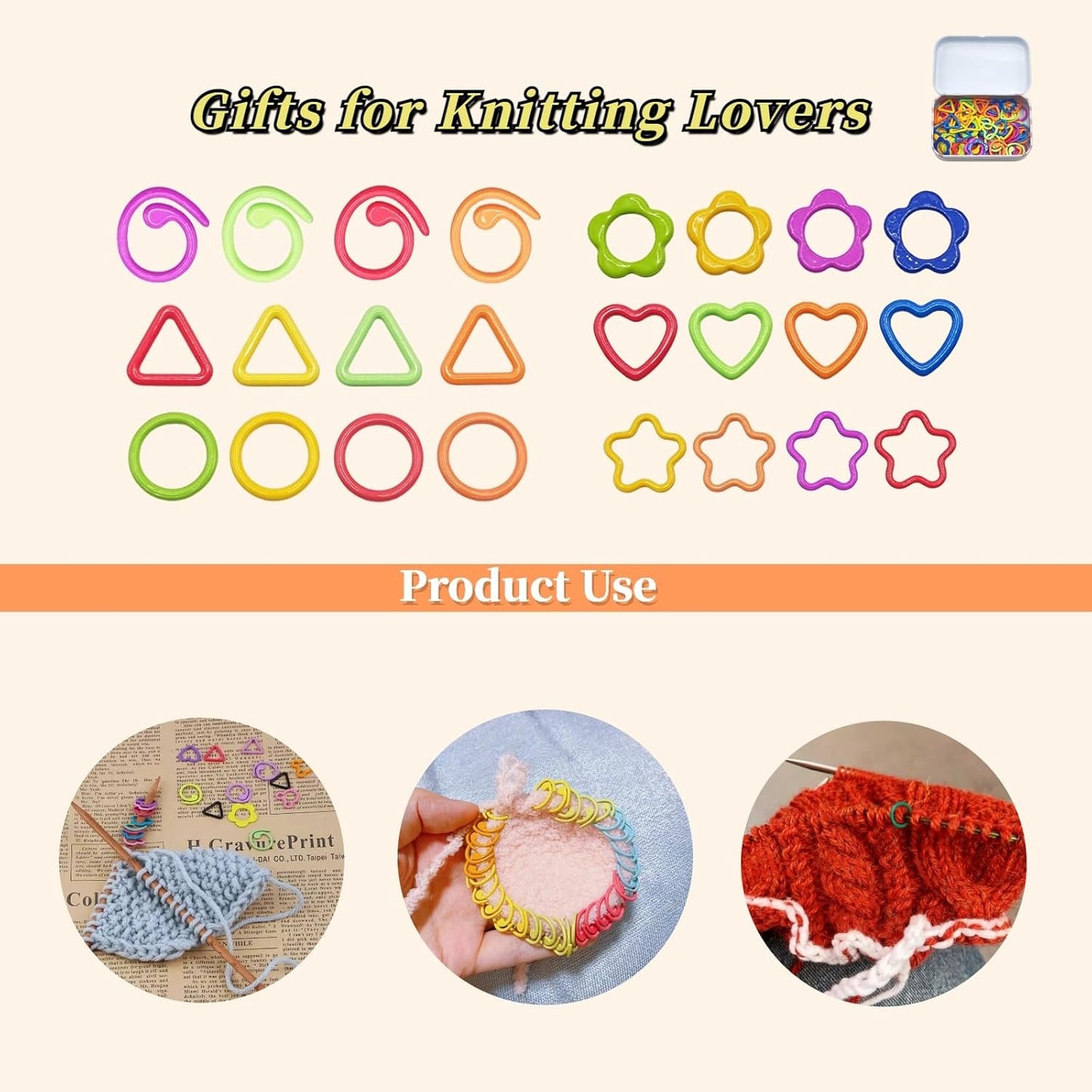 Metal Stitch Markers,Colorful Crochet Stitch Markers,Knitting Stitch Markers with Storage Case,Crochet Gift for Knitting Weaving Lovers (Heart)