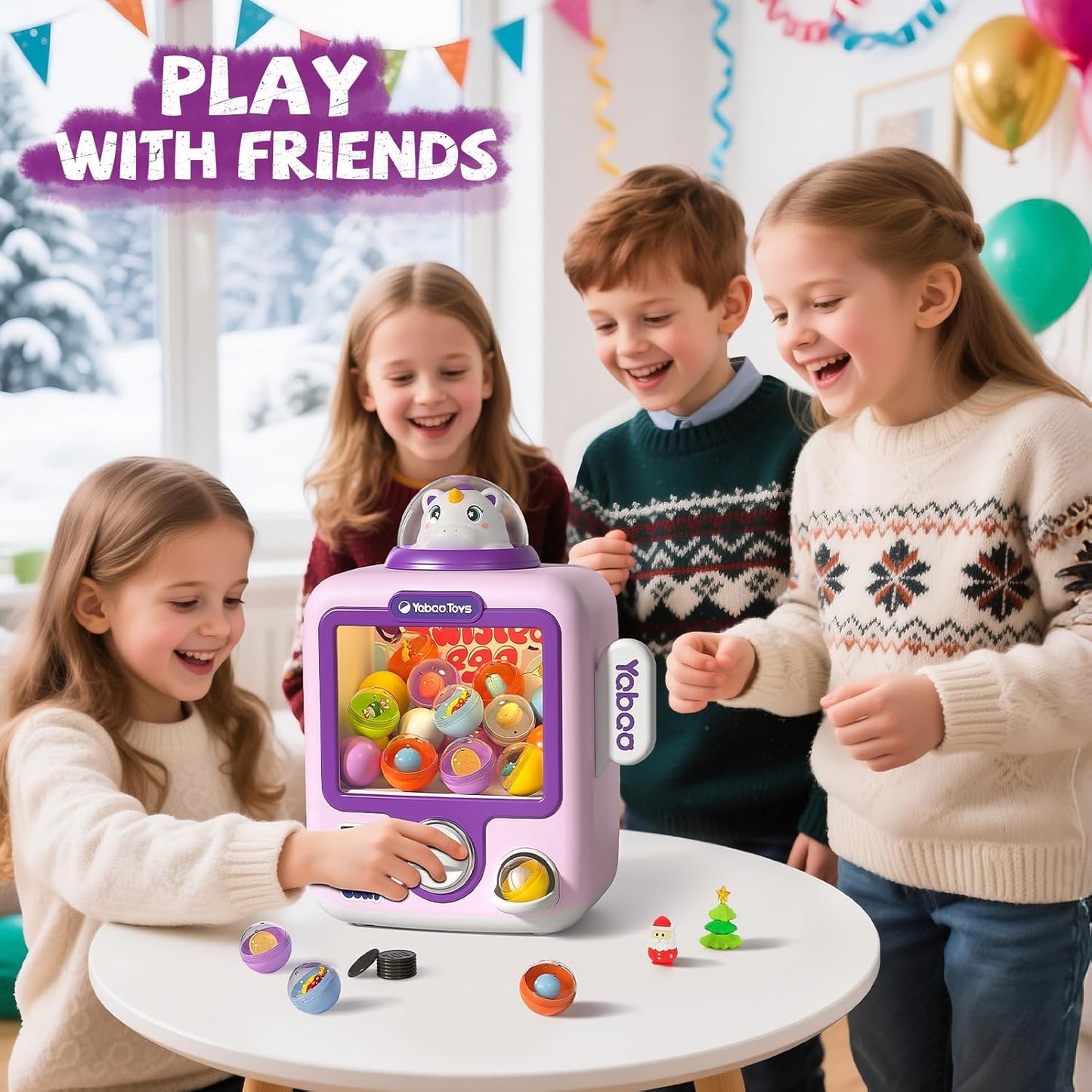 34 Pcs Claw Machine for Kids 3-12, Unicorns Gachapon Machine Toys for Girls 3 4 5 Year Old, Mini Vending Machine, Gumball Prize Machine Maker Game for Party, for Boys Girls 3 4 5 6 7 8