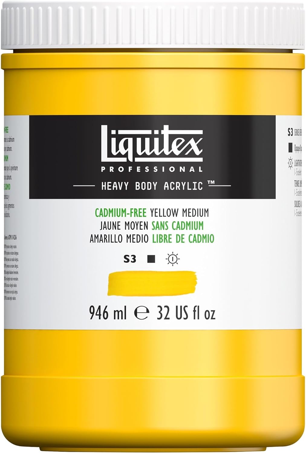 Liquitex Professional Heavy Body Acrylic Paint, 32-oz (946ml) Pot, Cadmium Free Yellow Light
