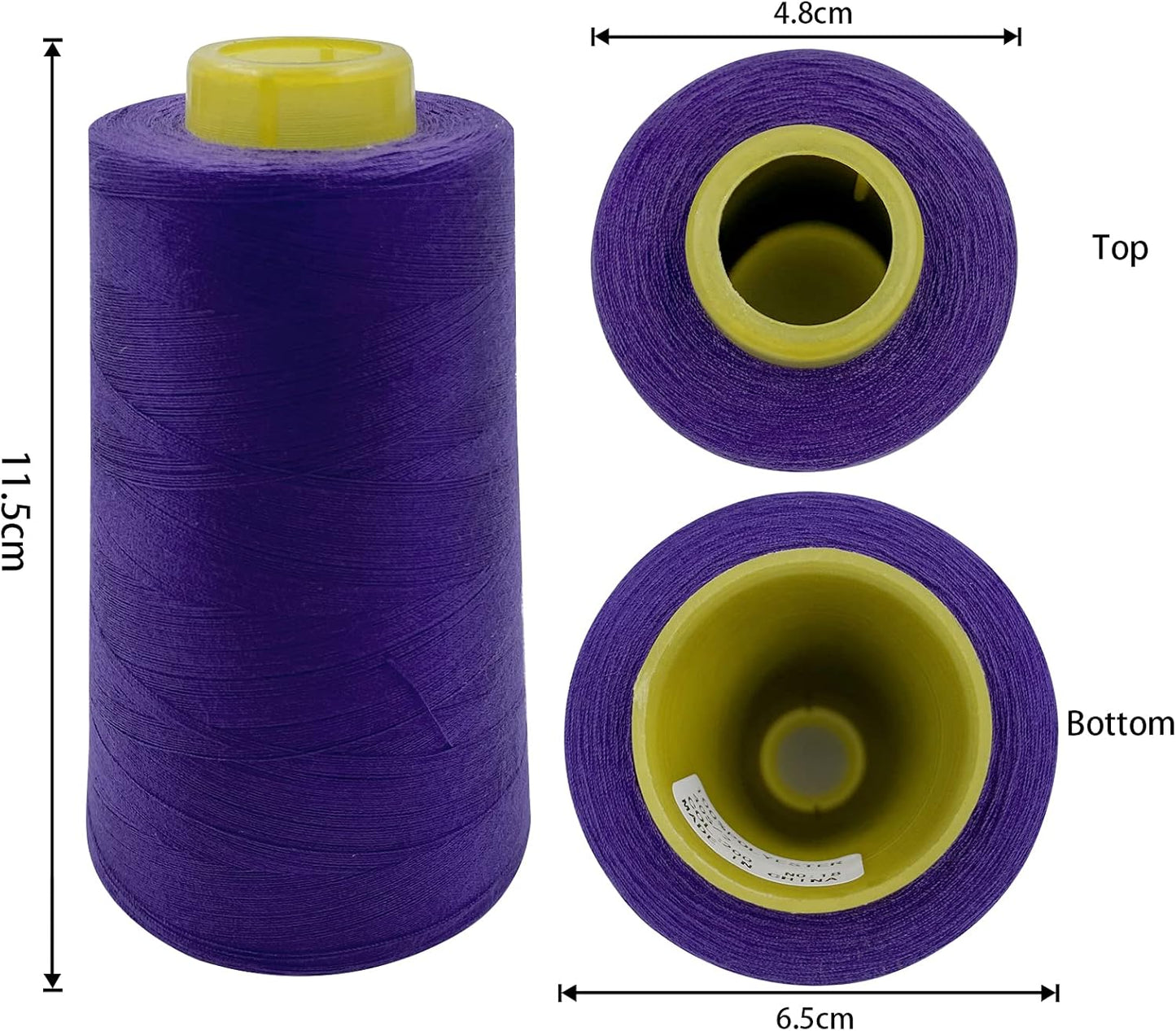 Tortoise 4 Cones of 3000 Yards Each Spool Thread for All Purpose, Serger, Overlock, Quilting, Sewing Machine - 100% Polyester - 40S/2 Purple