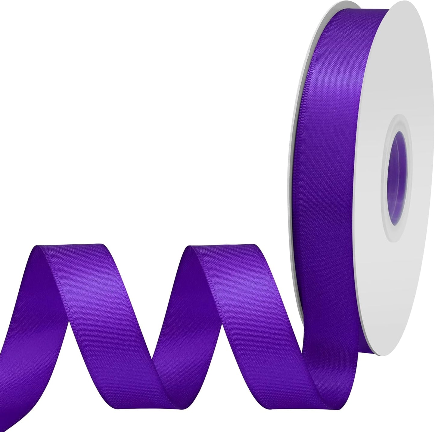 Purple Satin Ribbon 3/4" X 50 Yards Solid Color Double Faced Ribbons Perfect for Crafts Wedding Decor Bow Making Arts Sewing and More