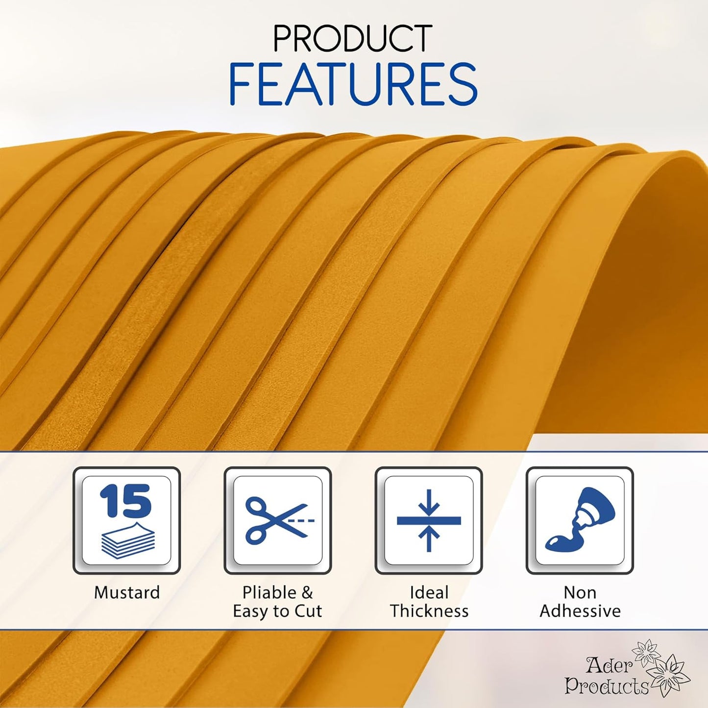 Mustard EVA Foam Sheets for Crafts, 9 x 12 Inch, 2mm Thickness – Ideal for DIY Arts and Crafts, Foam Paper for Kids, Cosplay and Costumes - 15 Pack