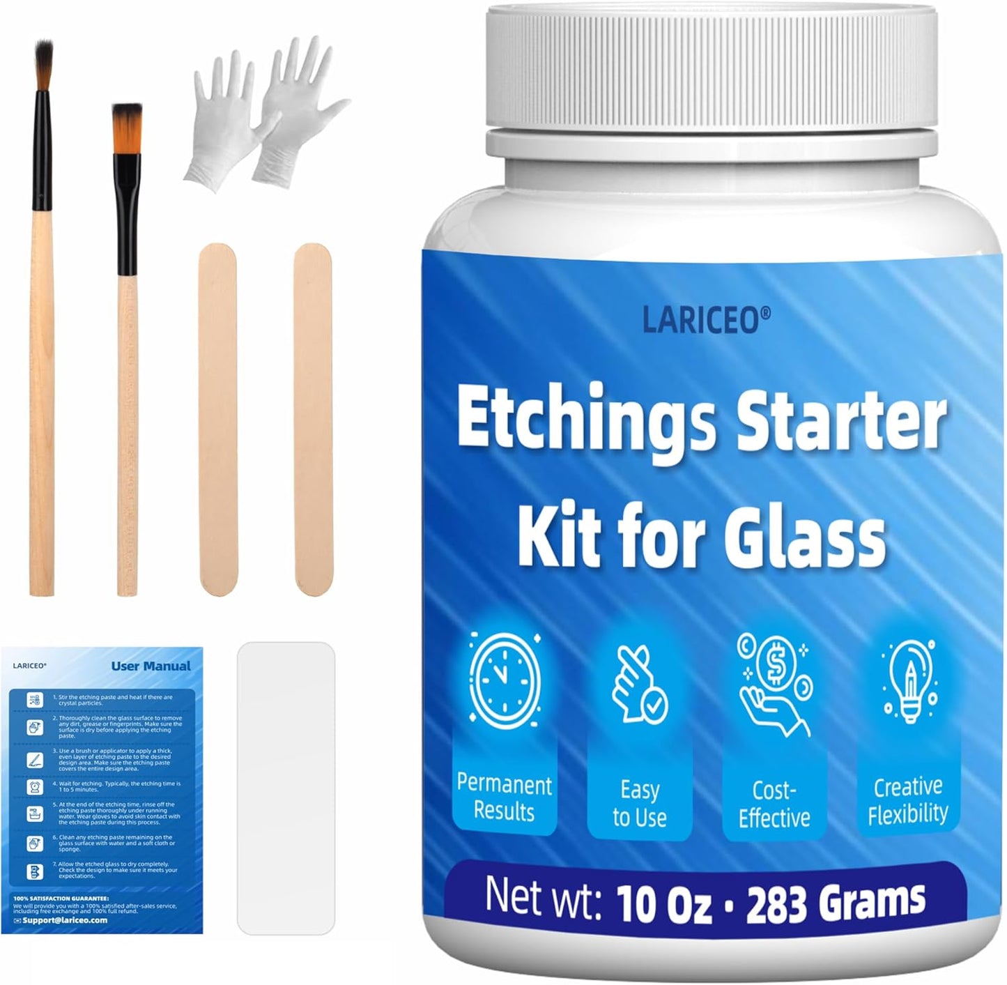 10oz Professional Etching Starter Kit for Glass with 6 Tools, Create Permanently Etched Designs, Art Frosted Glass Cream Kit for Etching Intricate Designs - Perfect for Mirrors, Windows, Glassware