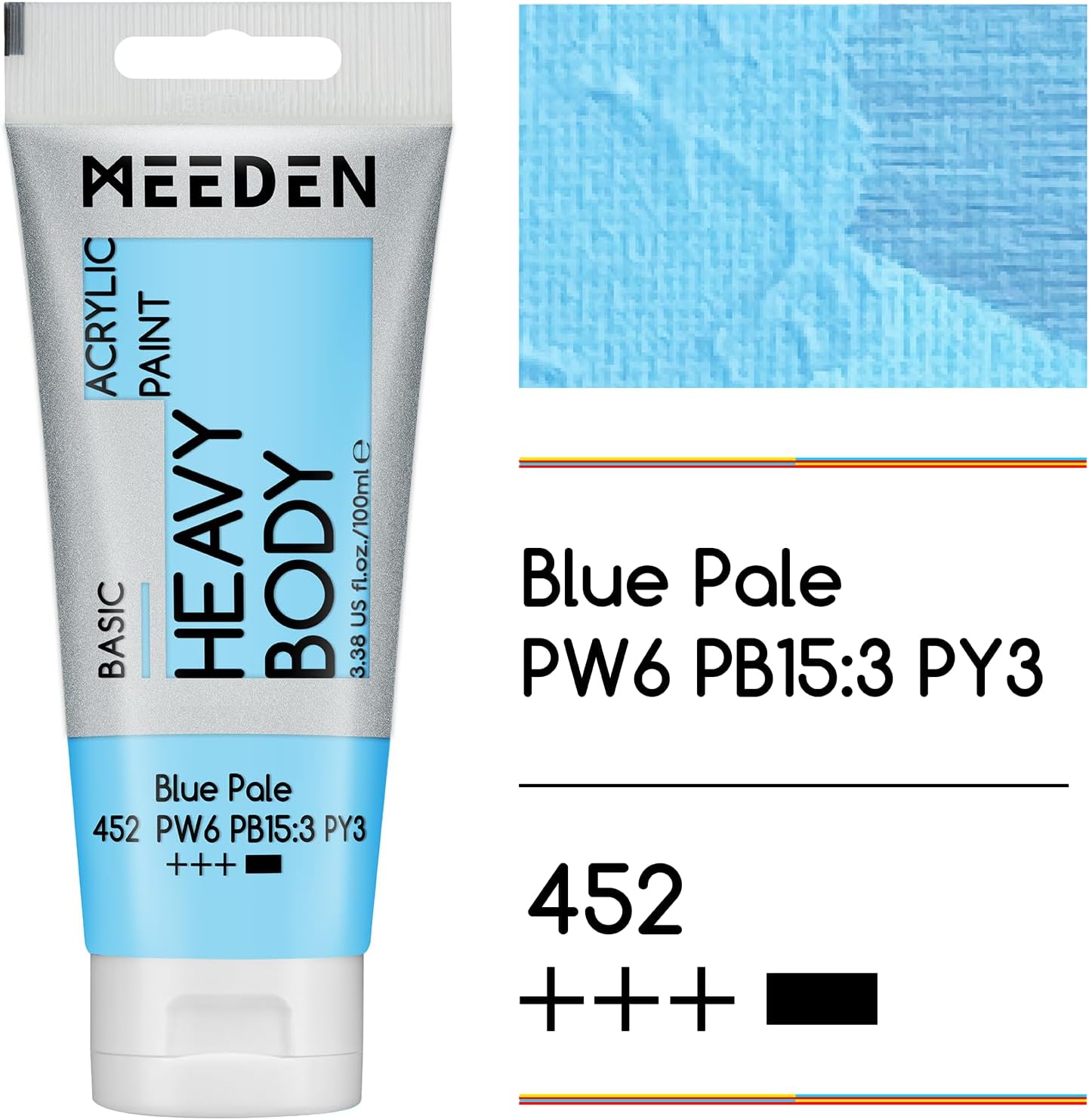MEEDEN Acrylic Paint Blue Pale: 100ml/3.38oz Heavy Body Acrylic Paint Tube Bundled with Additional Titanium White Color for Art Craft Painting