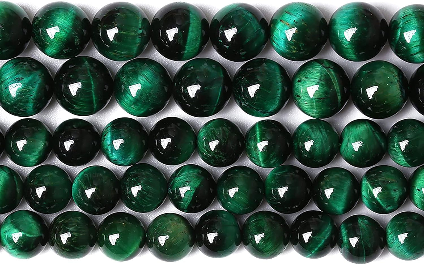 48PCS 8mm Top AAA Green Tiger Eye Beads Natural Stone Round Loose Beads for Jewelry Making DIY Bracelet,Necklace, Earrings 15" Inch