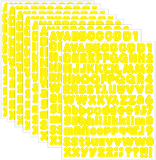 Starboling Letter Stickers, 1/2 inch Yellow Alphabet Stickers, Self-Adhesive Vinyl for Mailbox Numbers, Bulletin Boards & Home Decor