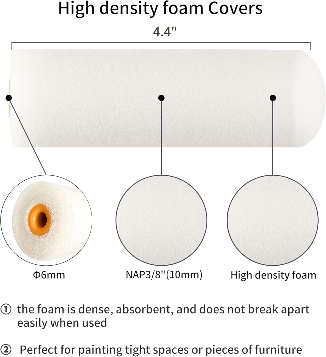 Voomey Small Paint Roller, Mini Paint Roller Kit 4 Inch, Microfiber Paint Rollers, Foam Paint Roller, Paint Roller Covers, Paint Tray with Liner, Mini Rollers for Painting