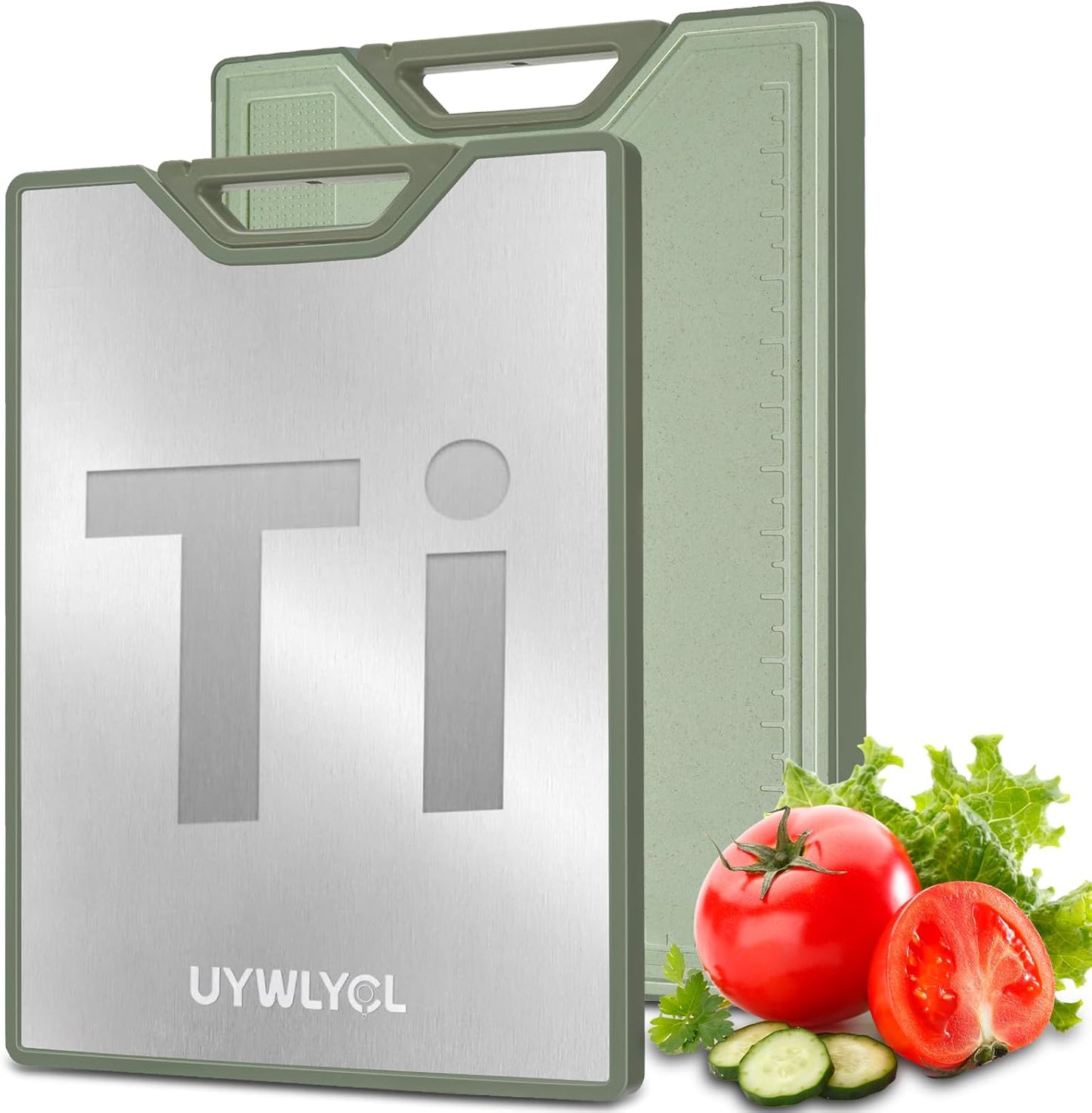 Titanium Cutting Board – Double Sided Cutting Boards for kitchen, Pure Titanium & Wheat Straw PP, Food-Grade Metal Chopping Board, Easy to Clean Large Size 16"x11"