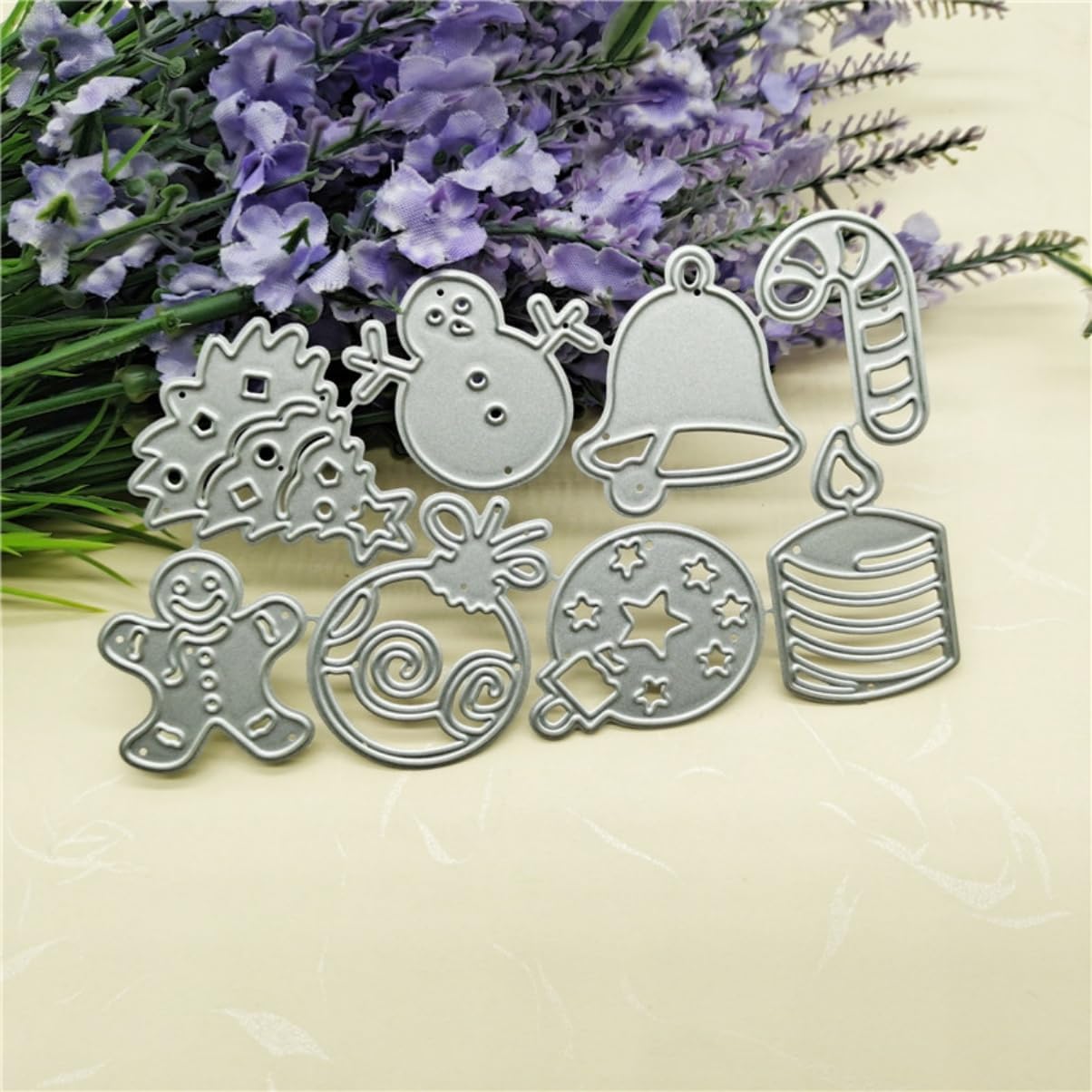 Mvchifay Cutting Dies Happy Birthday Metal Stencils Scrapbooking Tool DIY Emboss Paper Card Making (Christmas Tree Snowman bell-12x7cm)