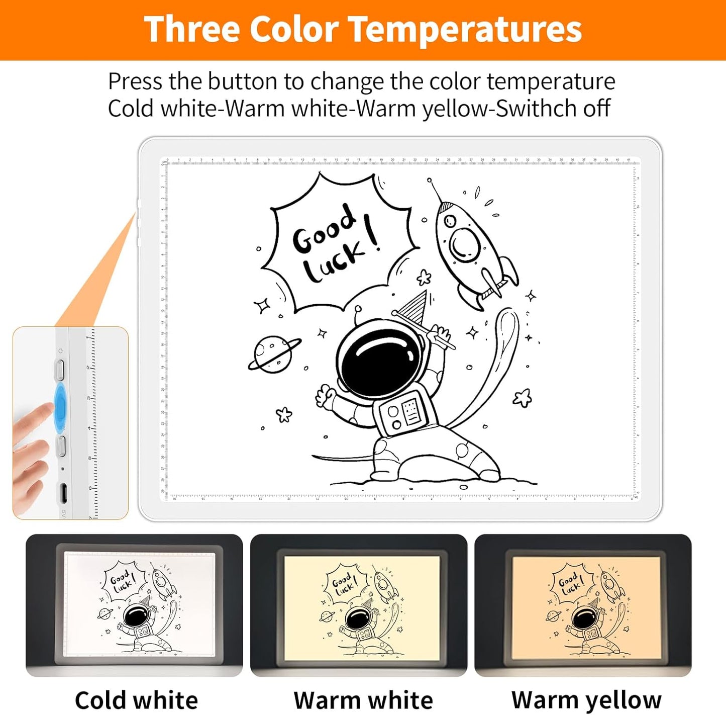 Elice Magnetic A3 Light Board with Bag for Diamond Painting, Tracing LED Light Box with Side Buttons, Super Bright Diamond Art Light Pad, Light Table for Drawing, Sketching, Weeding Vinyl - White