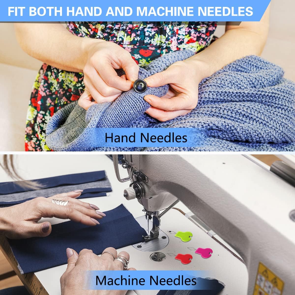 Lechchy Needle Threader for Hand Sewing & Sewing Machine - 10 Simple Needle Threaders for Embroidery Floss + 2 Seam Rippers + 2 Drawstring Threaders + 5 Needles