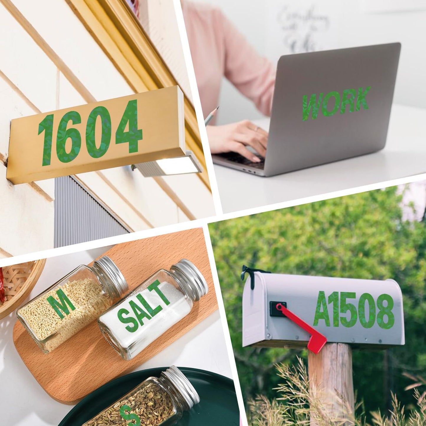 Starboling Letter Stickers,2 inch 8 Sheets Green Alphabet Sticker,Self Adhesive Vinyl Letter Stickers Mailbox Numbers,for Arts Crafts Outdoor Sign Poster Mailbox Sign Doors Mailboxes Car Truck