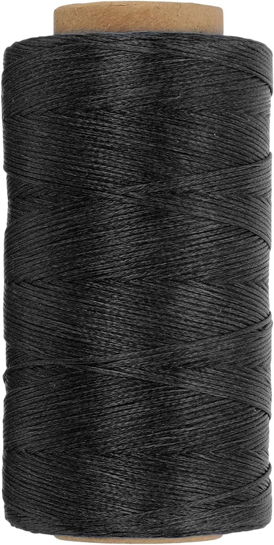 PATIKIL 284 Yard Flat Waxed Thread 150D 1mm Leather Sewing Cord for Repairing Shoes Bags Wallets Jewelry Making DIY Leather Craft, Black