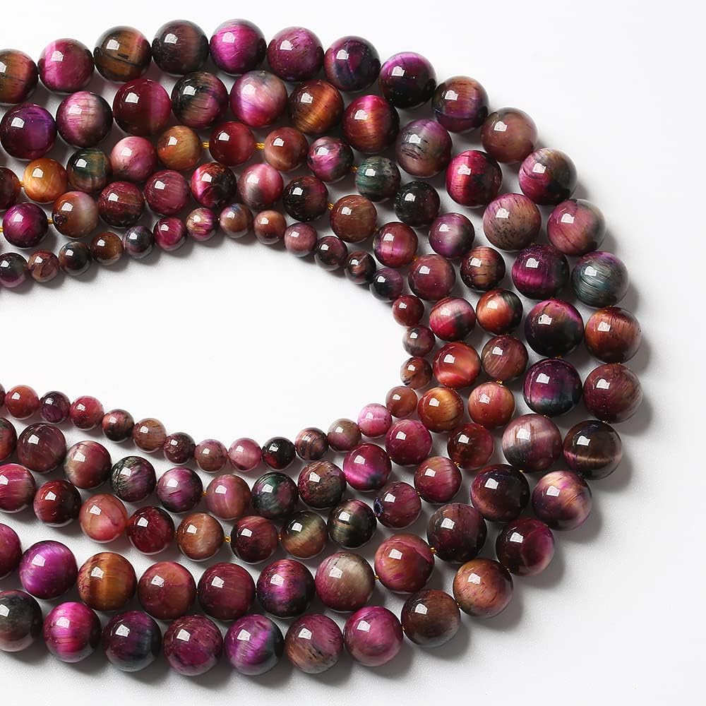 32pcs 12mm Top AAA Natural Tiger Eye Beads for Jewelry Making Rose Red Starry Sky Tiger Eye Stone Round Loose Beads DIY Bracelet Necklace Earrings