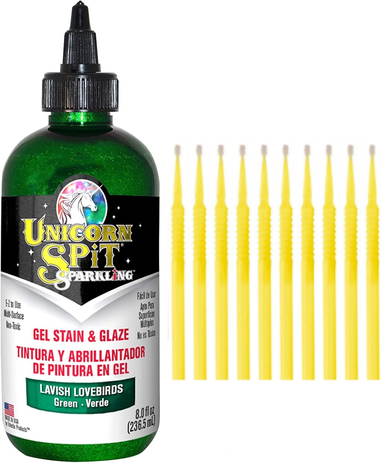 Unicorn SPiT Gel Stain and Glaze in One - Sparkle Lavish Lovebirds 8 oz. Bottle Detail Sticks