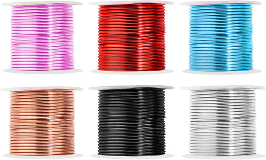 Mandala Crafts 13 Gauge Anodized Aluminum Craft Wire for Jewelry Making - 300 FT Colored Flexible Silver Copper Black Pink Ice Blue Red Wire - Bendable for Bonsai Armature Crafting Sculpting