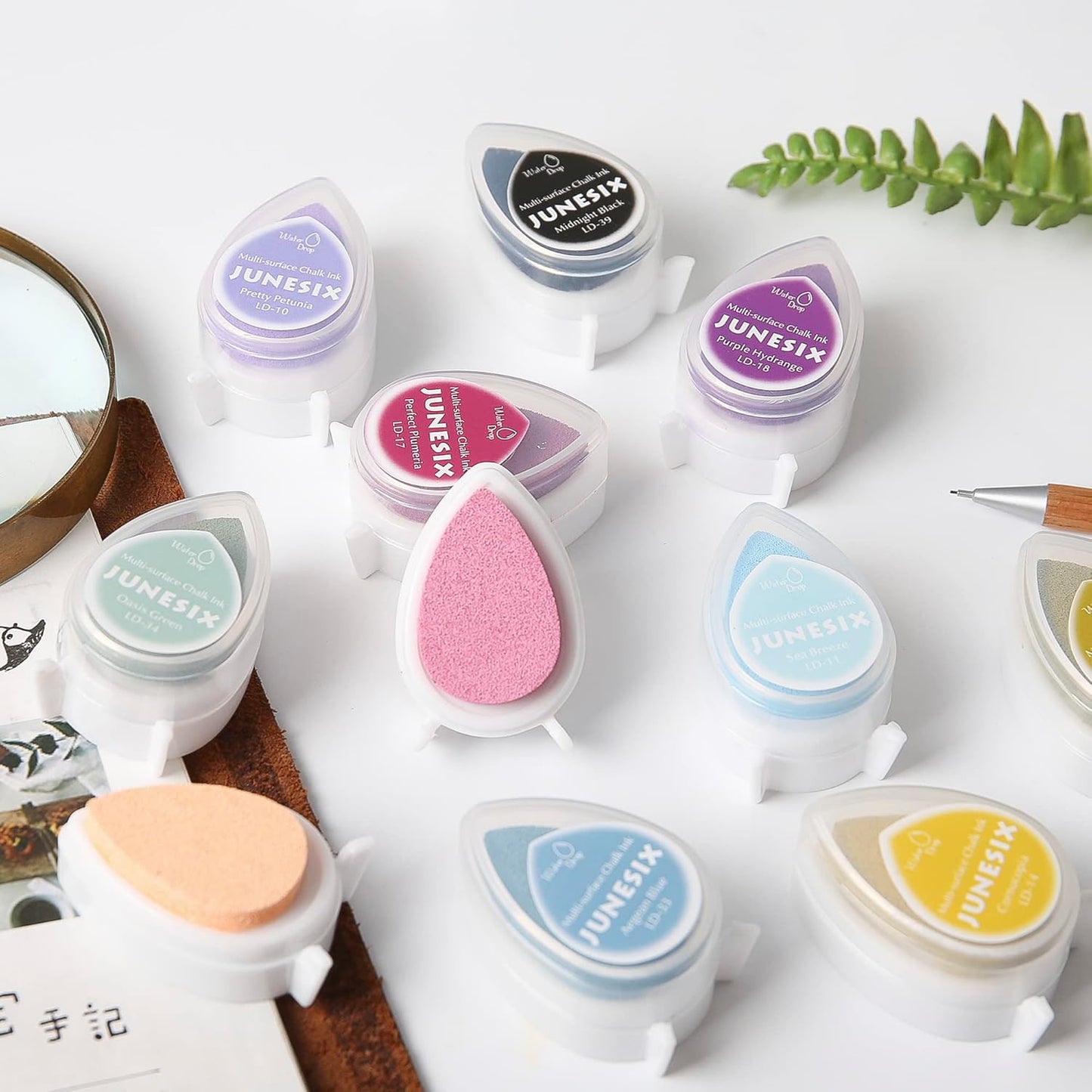 Stamp Pad,17 Colors Water Drop Pigment Ink Pads for Stamps,Scrapbooking Color Painting,Wood, Fabric and Paper Surface. Chalk Sticky Inks for Embossing Powder,(17 Pack)