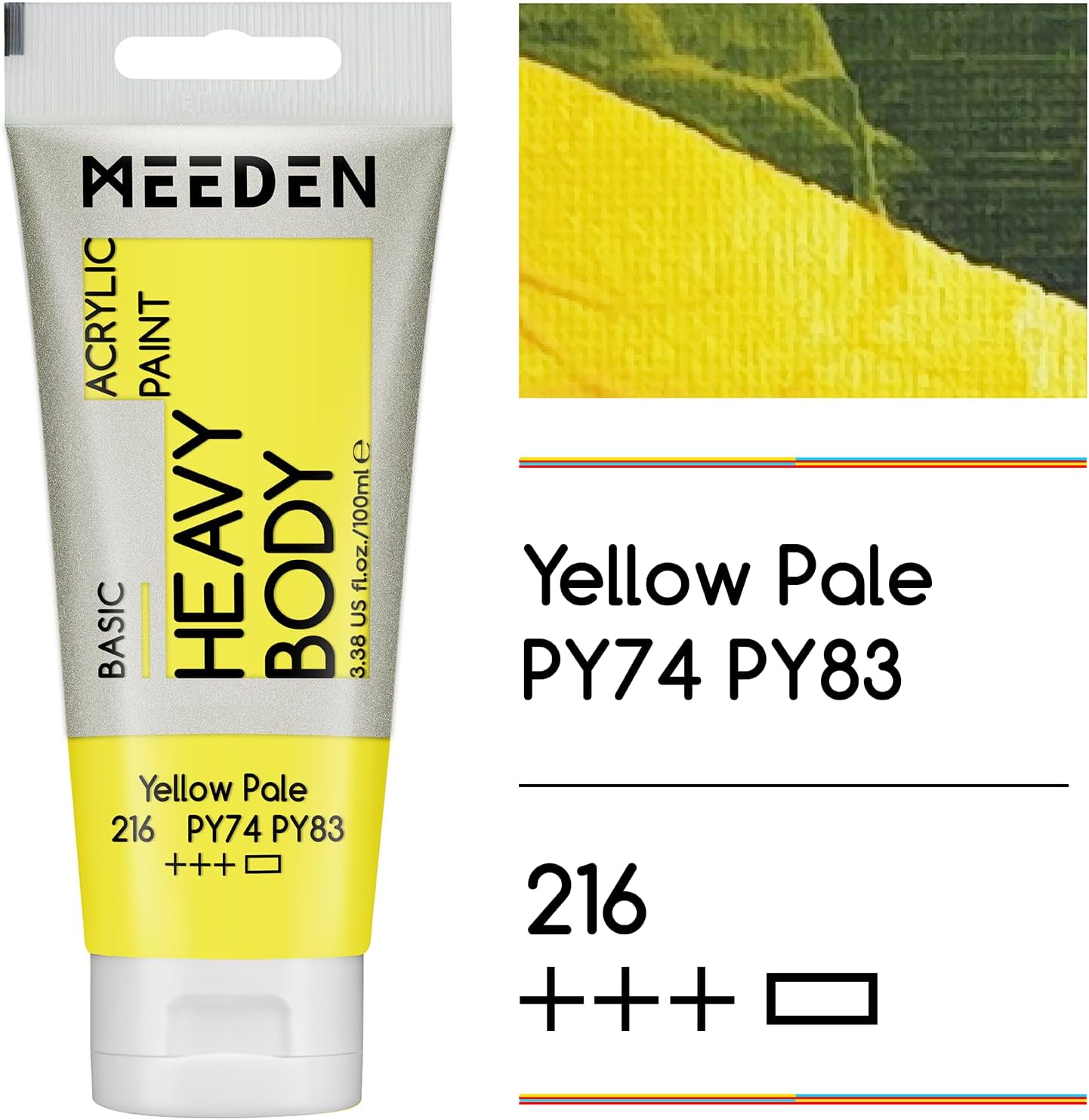 MEEDEN Acrylic Paint Yellow Pale: Bundled with Titanium White Color - 100ml/3.38oz x2 Bulk Heavy Body Acrylic Paint Tubes for Art Craft Painting
