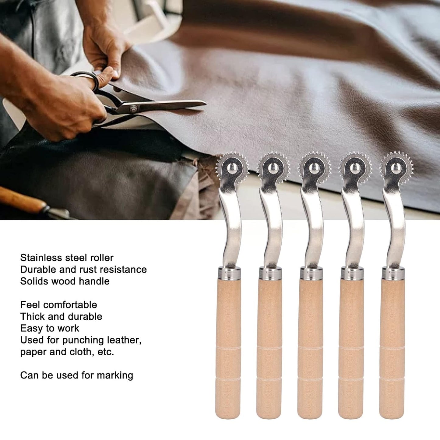 Oumefar 5Pcs Tracing Wheel Paper Perforator Tracing Wheel Serrated Tracing Wheel Serrated Tracing Wheel for Punching Marking, Sewing Tracing Wheel for Sewing Patterns