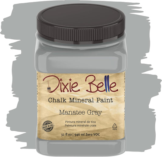 Dixie Belle Paint Company Chalk Finish Furniture Paint - Manatee Gray (32oz) - Matte Light Gray Chic Chalk Mineral DIY Furniture Paint