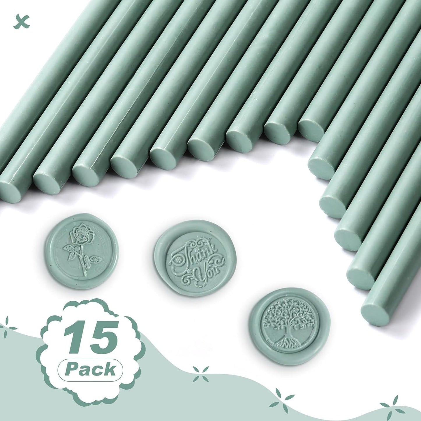 Nuanchu 15 Pcs Glue Gun Sealing Wax Sticks Retro Vintage Wax Sticks for Seal Stamp and Letter for Wedding Invitations Card Envelope Christmas Holiday Gift Ideas(Cyan)