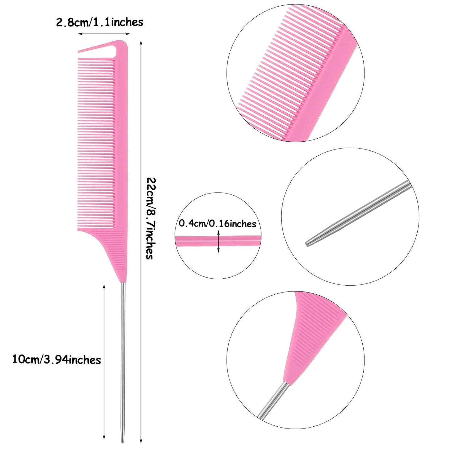 WILLBOND Magnetic Wrist Sewing Pincushion Wrist Magnetic Pin Holder Wristband Pin Cushion Holder with 3 Pcs Stainless Steel Pintail Comb Rat Tail Comb for Hair Clips Hand Sewing(Rose Red)