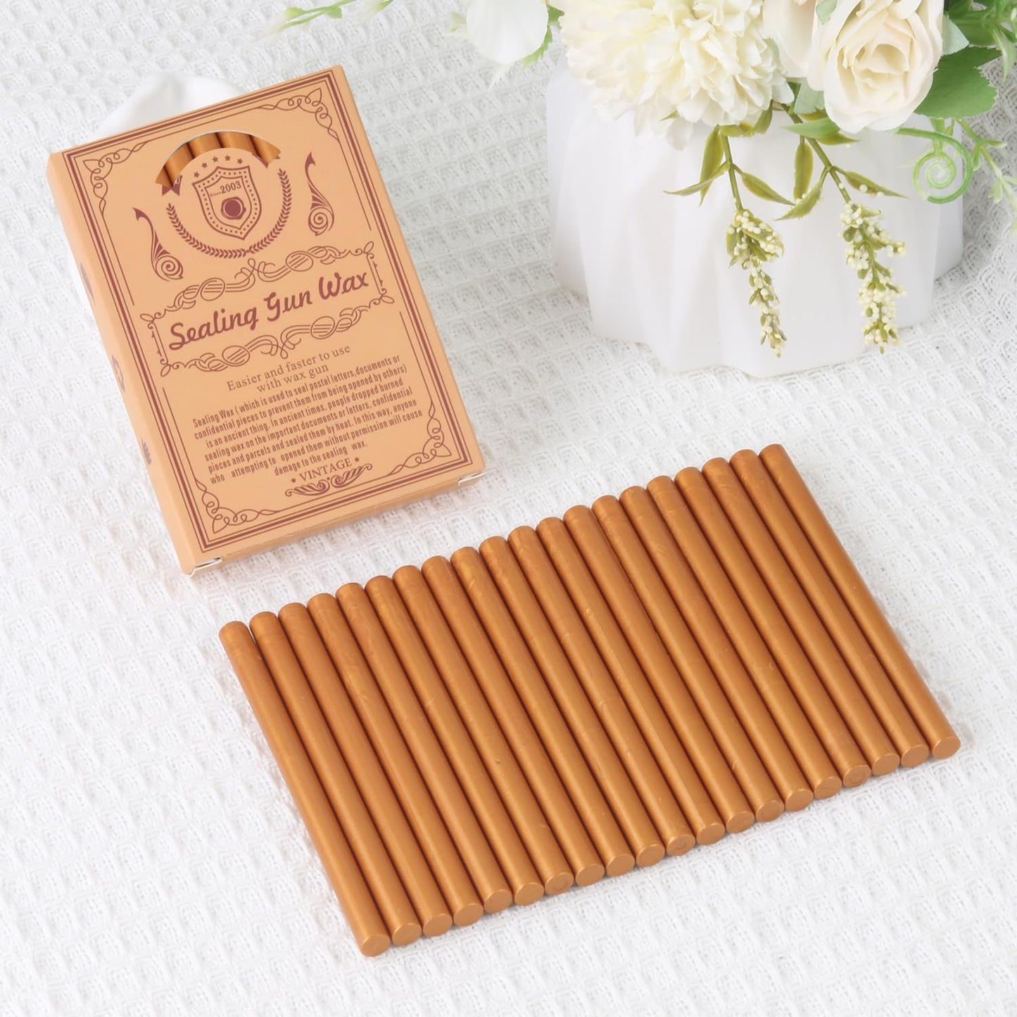 Gold Sealing Wax Sticks, WASOHLING 20Pcs Glue Gun Wax Seal Sticks for Wax Seal Stamp, Metallic Gold Wax Seals for Christmas Wedding Invitation Envelope Letter Seals, Craft Adhesive (Mini Size)