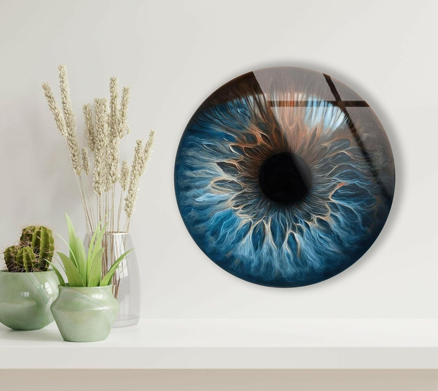 My Photostation.com 39,4''(100cm) Diameter Eye Round Blue Glass Wall Art Tempered Glass Printing Wall Decor Large Wall Art Wall Hangings