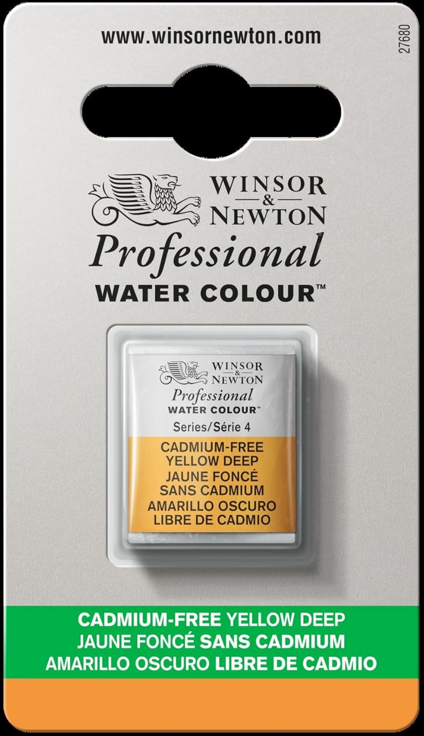 Winsor & Newton Professional Watercolor, Half Pan, Cadmium-Free Yellow Deep