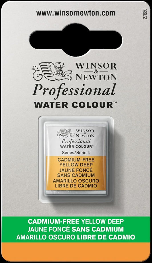 Winsor & Newton Professional Watercolor, Half Pan, Cadmium-Free Yellow Deep