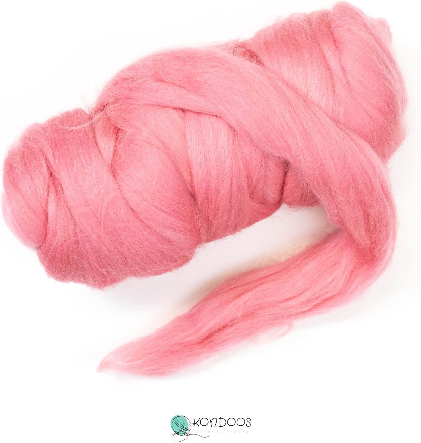 Kondoos Colored Natural Wool roving, 8 OZ. Best Wool for Needle Felting, Wet Felting, handcrafts and Spinning. (Wild Watermelon)