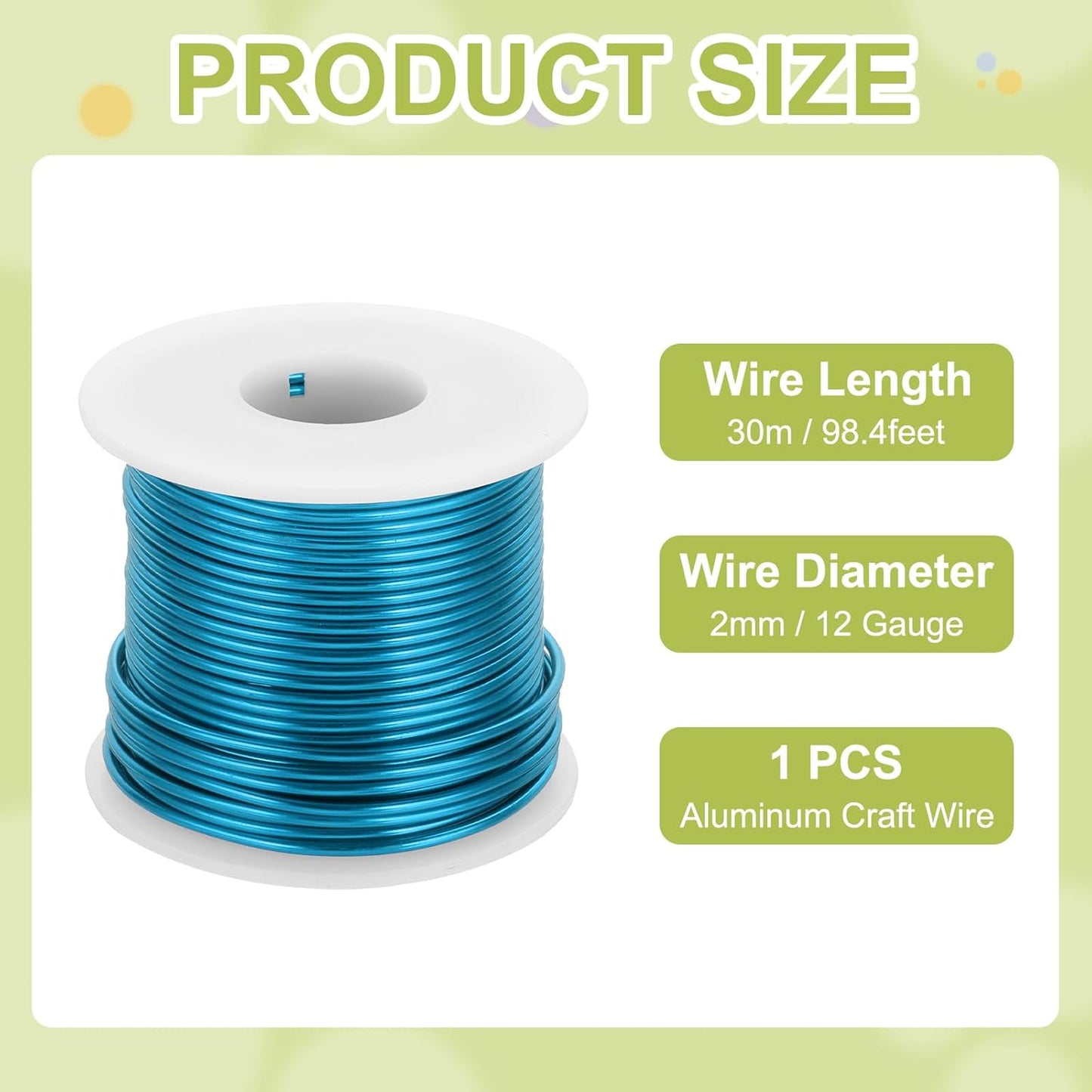 MECCANIXITY 12 Gauge Anodized Aluminum Craft Wire Bendable Bonsai Training Wire 98 Feet 2mm for Sculpting Crafts Wreath Floral Beading Jewelry Making, Blue