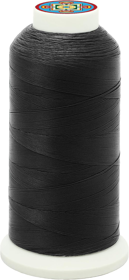 Mandala Crafts Bonded Nylon Thread Black Heavy Duty Sewing Threads - 1500 YDs Size 69 210D T70 Tex 70 Thread for Leather Jeans Weaving Outdoor Marine Upholstery Threads