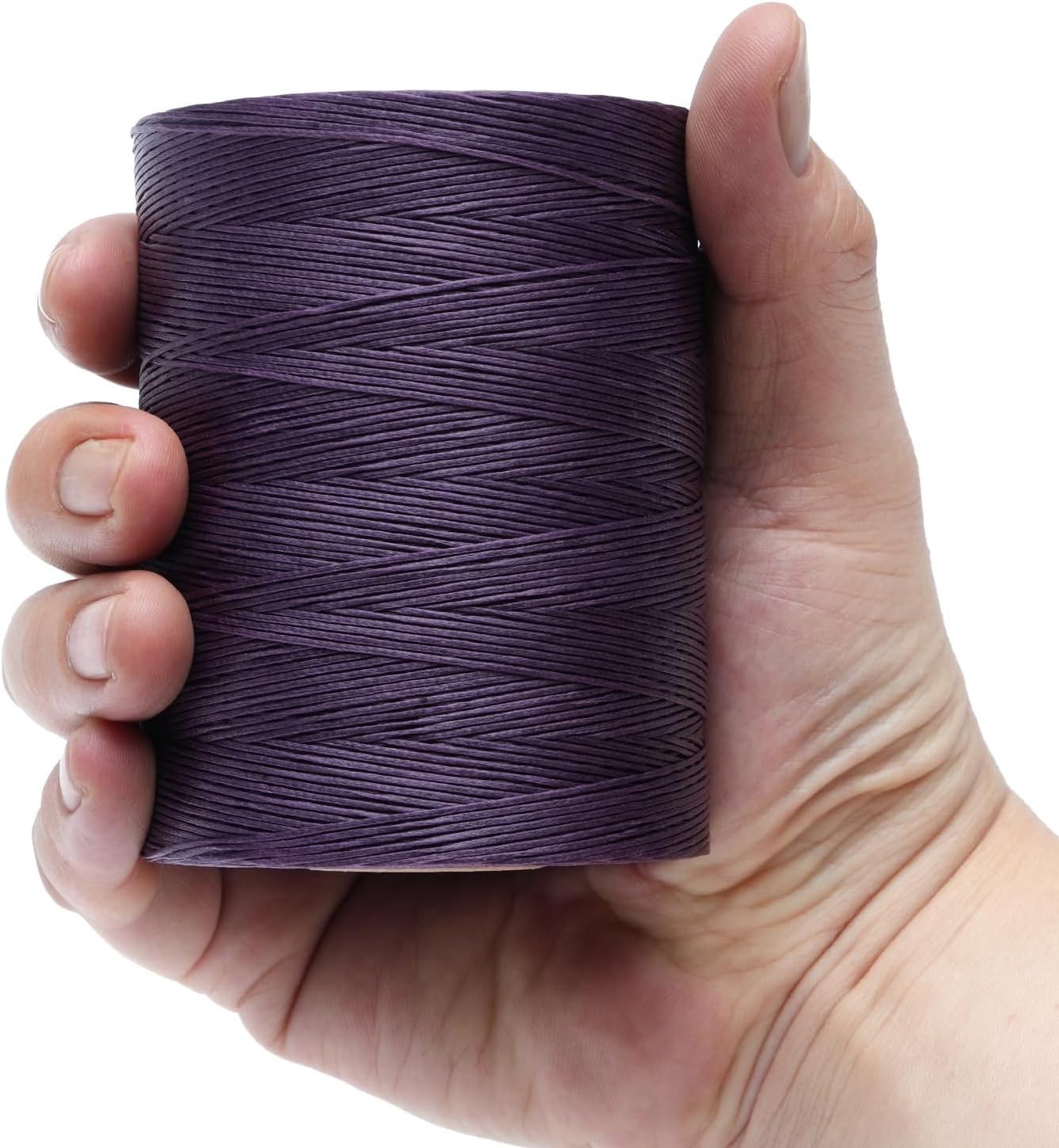 Waxed Thread,852Yards 150D 0.8mm Flat Polyester Wax Thread for Hand Sewing Leather Craft DIY Projects Shoes Repair Book Binding(Purple)