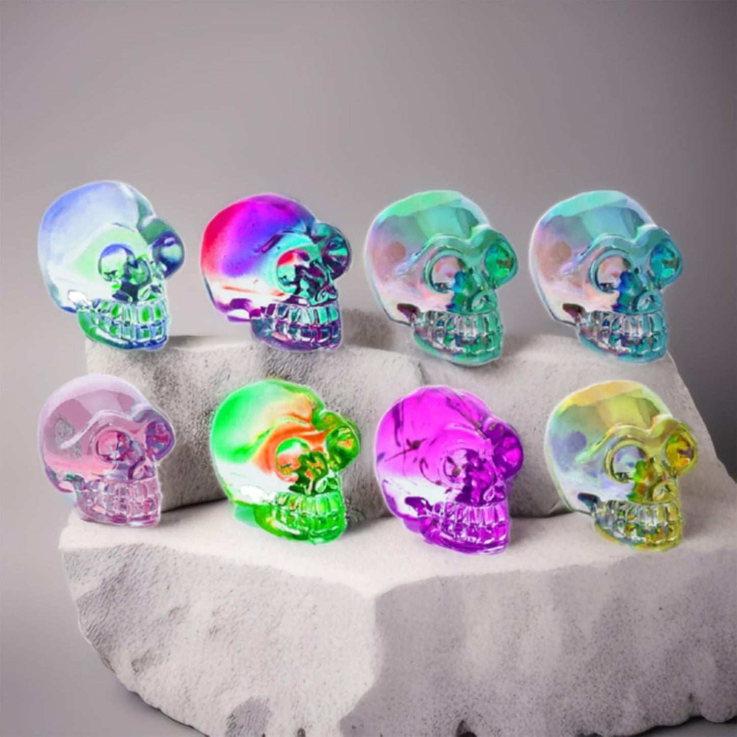 Skull Resin Molds Silicone Molds for Epoxy Resin Casting 8PCS Mini 3D Skull Candle Mold Halloween Key Ring Accessory