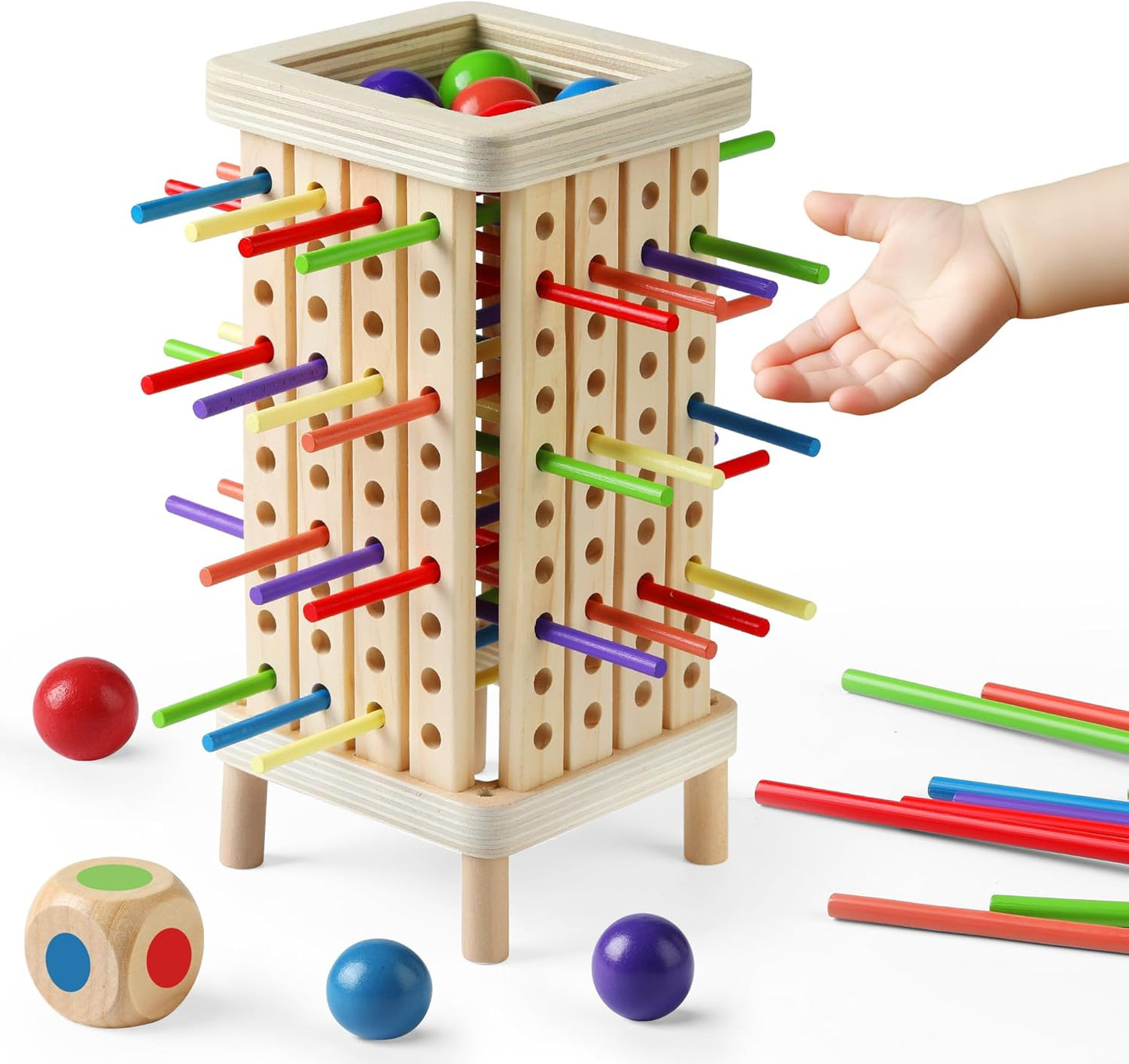 Montessori Game Wooden Board Game, Multiplayer for Kids 4-8, Math Educational, Fine Motor Skill Toy for Girls Boys, Classic Fun Games for Age 3 4 5 6 7 8 Girls Boys Gifts (Regular)