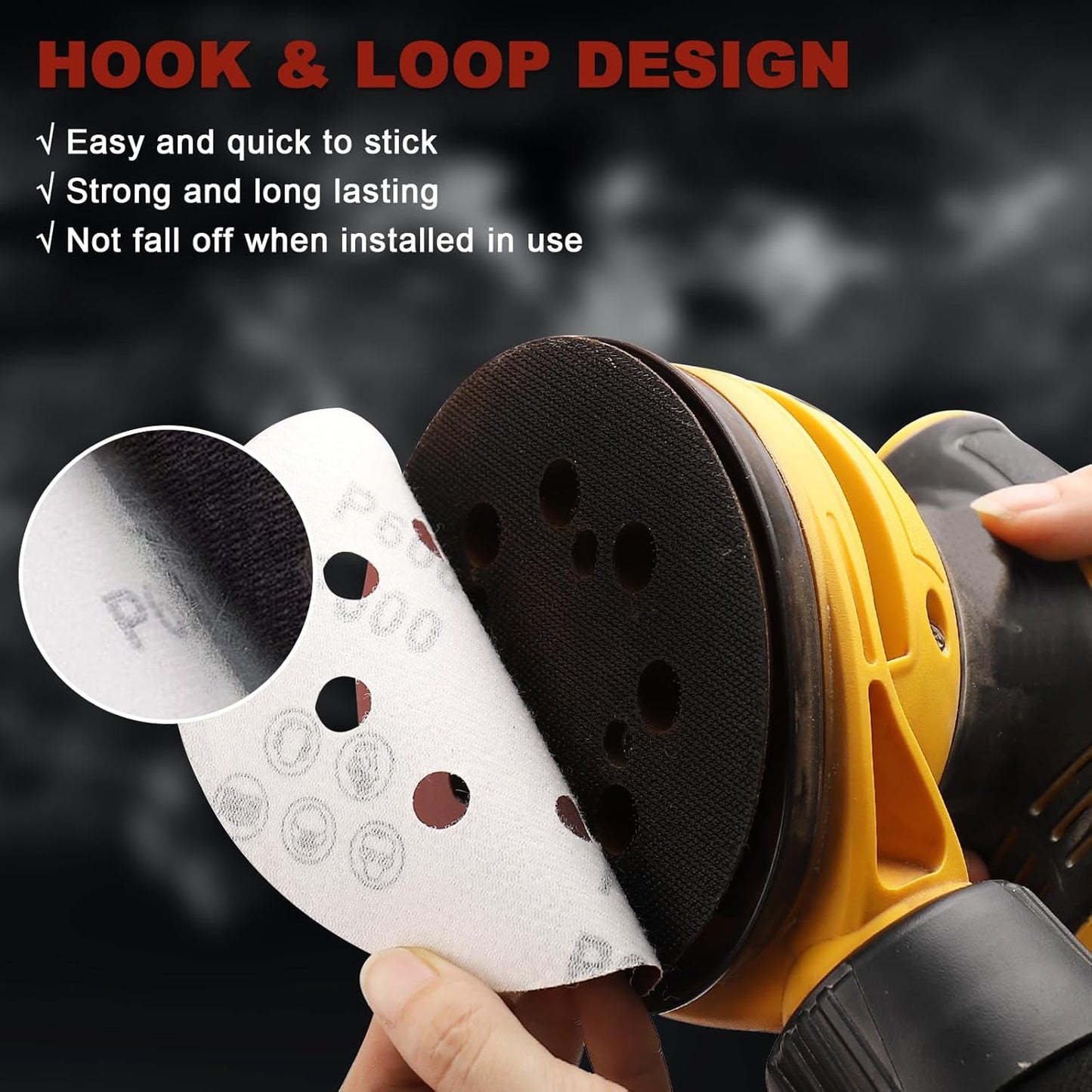 165 PCS 5 Inch Sanding Discs, 8 Hole Hook and Loop Round Sandpaper 40/60/80/120/180/240/320/400/600 Grits for Random Orbital Sander