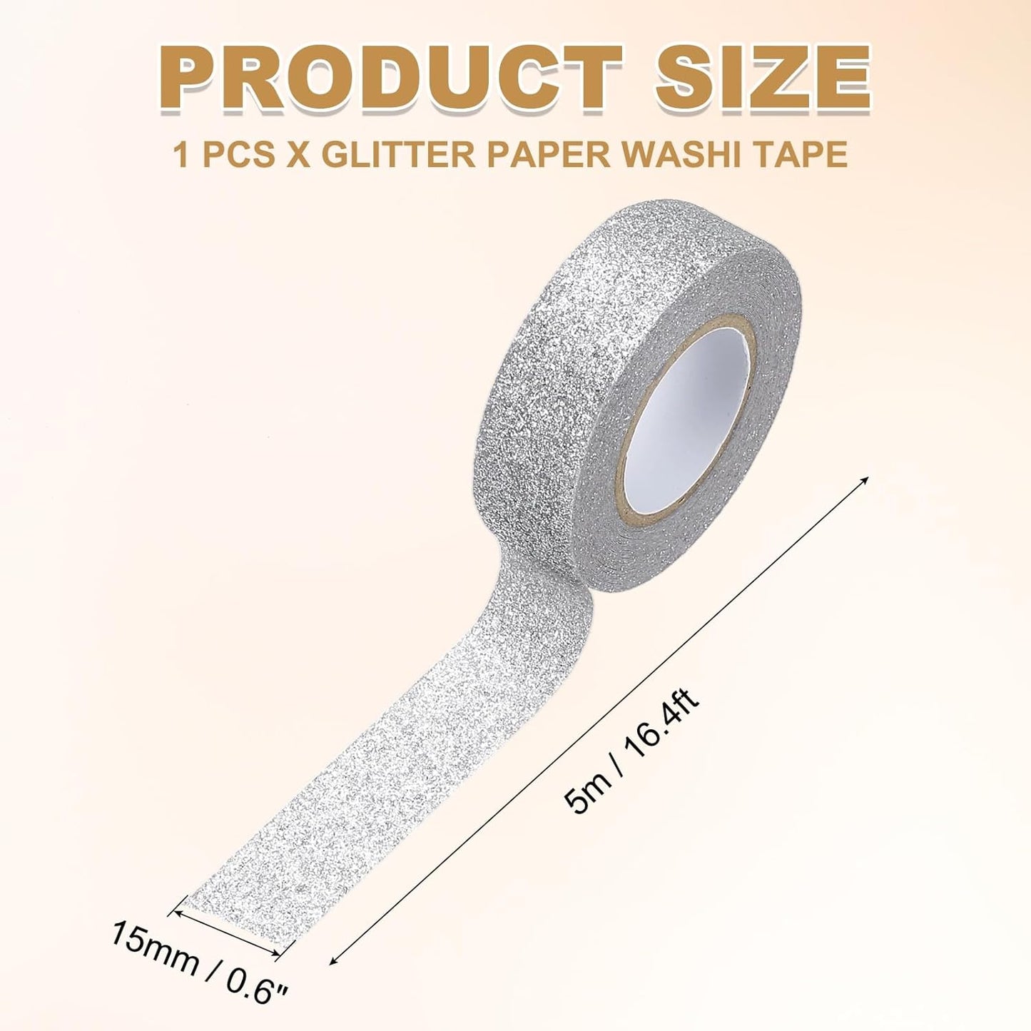 PATIKIL 1 Roll Glitter Paper Washi Tape, Washi Decorative Tape for Crafts, Silver