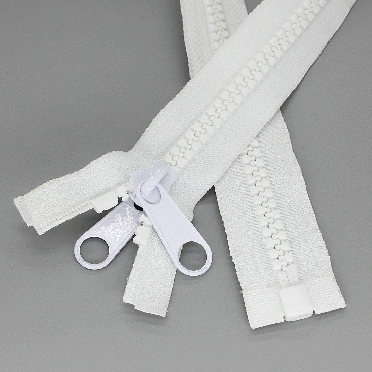 Leekayer 1PCS #10 84 Inch Heavy Duty Zippers for Sewing Separating Large Plastic Zippers White Tape with Double Pull Tab Slider, Sleeping Bag, Boat, Canvas, Cover, Trampoline, Dog Bed,Tent 213cm
