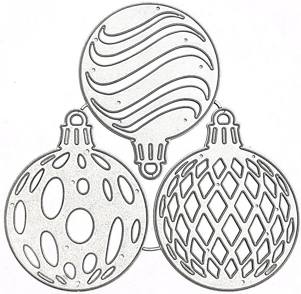 Mvchifay Cutting Dies for Card Making Metal Die-Cuts Scrapbooking Tool Hollow Frame DIY Craft Punch Template Embossing for Paper Album Decor(3 Christmas Balls-12x12cm)