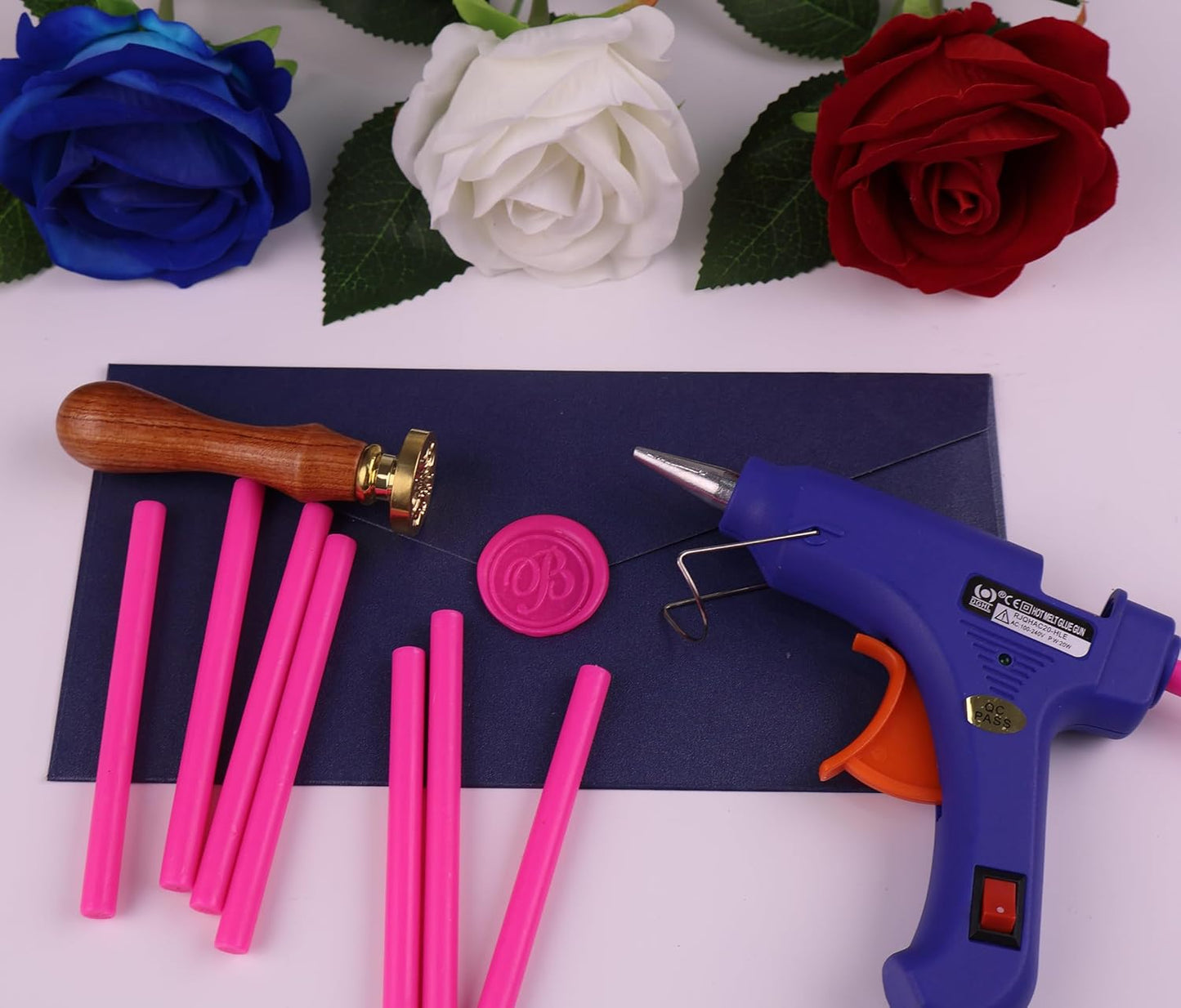 30 Pieces 7mm Sealing Wax Sticks for Glue Gun,PORXFLY Mini Wax Seal Sticks Great for Seals Stamp,Cards Envelopes,Wedding Invitations,Gift Wrapping,Wine Packages (Rose Red)