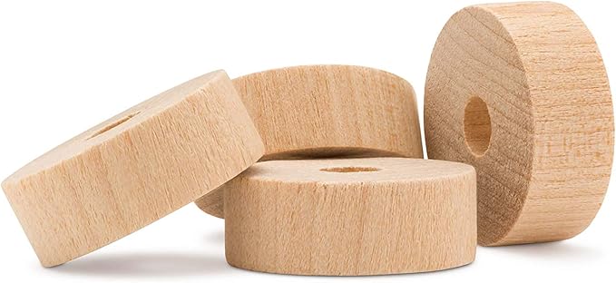 1-1/2-inch Diameter Slab Wooden Wheel for Craft, 1/4-inch Hole, 1/2-inch Thick, Pack of 50 Wooden Hobby Wheel for Model, by Woodpeckers