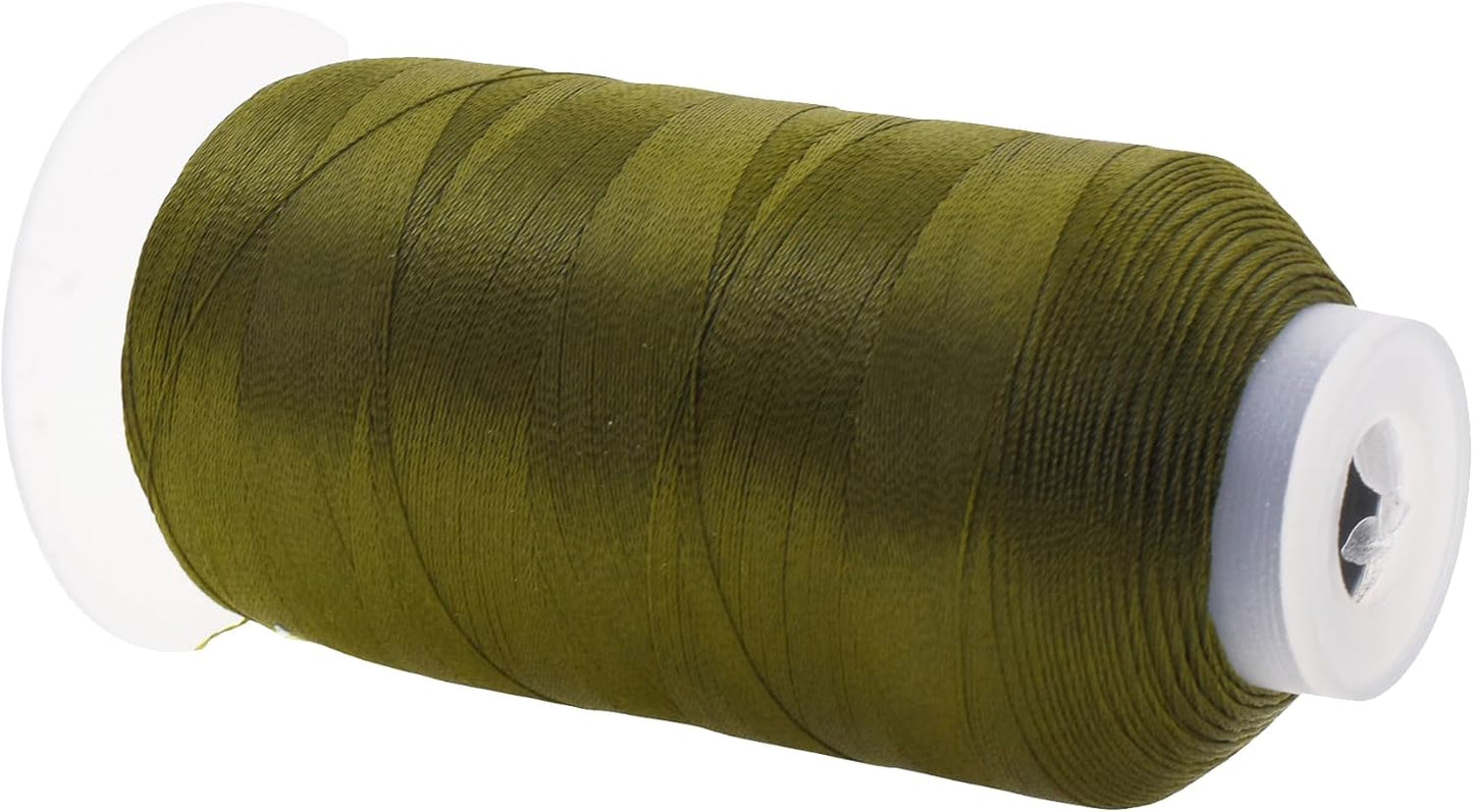 Mandala Crafts Olive Green Heavy Duty Thread -1500 Yds Tex 90 Thread for Sewing Drapery Jeans Leather Hair - Bonded Polyester Thread Outdoor Marine Upholstery Threads