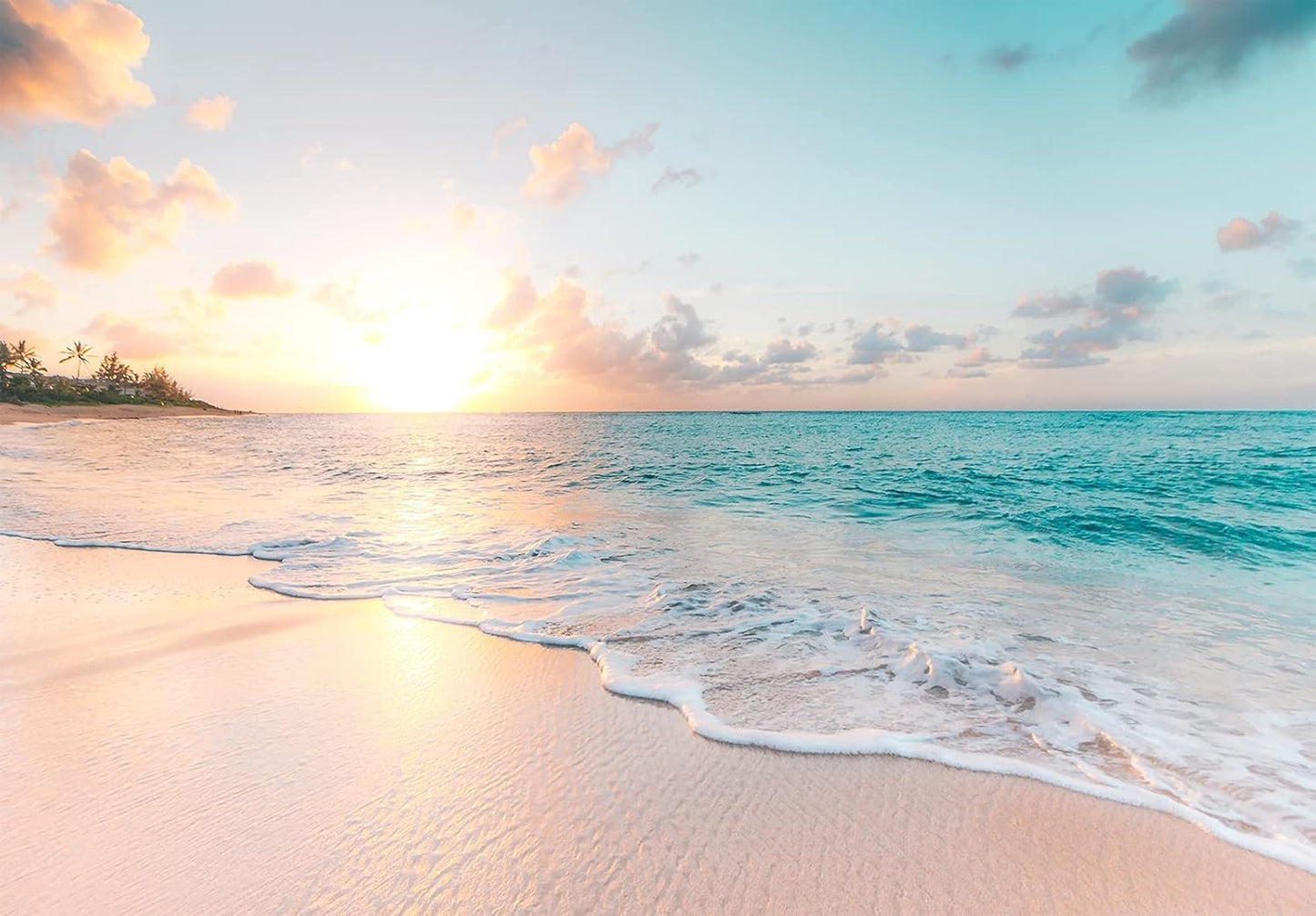 Sunset Wall Murals Romantic Beach Photo Mural Wallpaper Wall Decor Print for Living Room Bedroom Dining Room（Not Peel and Stick）