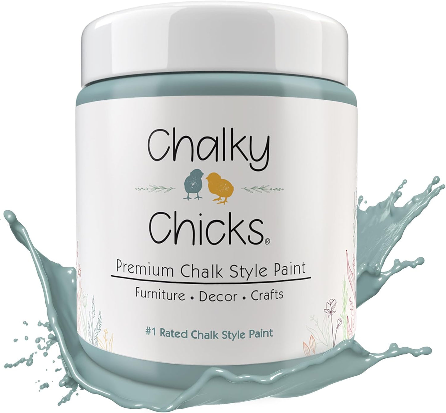 Chalky Chicks All-in-One Chalk Paint for Furniture or Cabinet - 16Fl Oz- Matte Finish Stormy Seas (Light Blue) for Metal, Wood Furniture Paint - No Sanding All-in-One for Home Decor & Crafts, USA Made